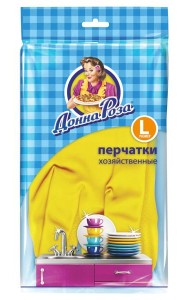 ДОННА РОЗА перчатки хозяйственные (L) из латекса с хлопковым напылением