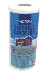 ЧИСТЮЛЯ экспресс-салфетки вискозные в рулоне 100 шт. (23-20 см)