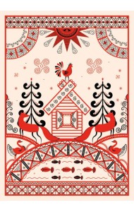 Блокнот Жили-были. Мезенская роспись «Лиса» (формат А5, 144 стр., блинтовое тиснение, тонированный блок)