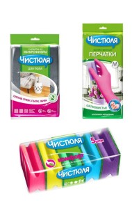 Чистюля набор для уборки ( перчатки + салфетка +губки )