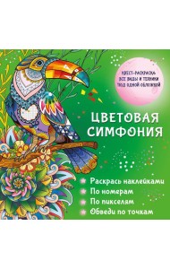 Цветовая симфония. Раскрась наклейками, по номерам, по пикселям, обведи по точкам