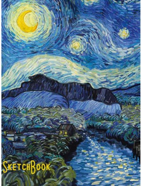 СКЕТЧБУК А5. Ван Гог. ЗВЁЗДНАЯ НОЧЬ-2 (выб.лак)